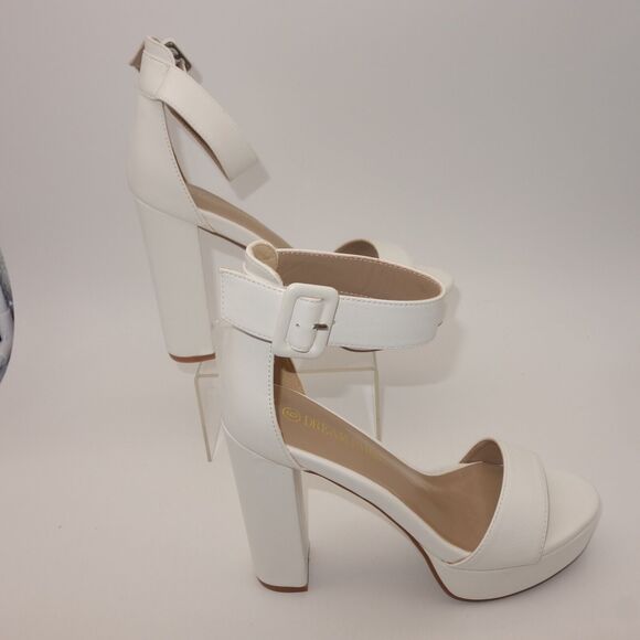 NEW Dream Pairs Women's 6 Hi Lo Ankle Strap Open Toe Chunky Platform Heels White - Picture 2 of 9